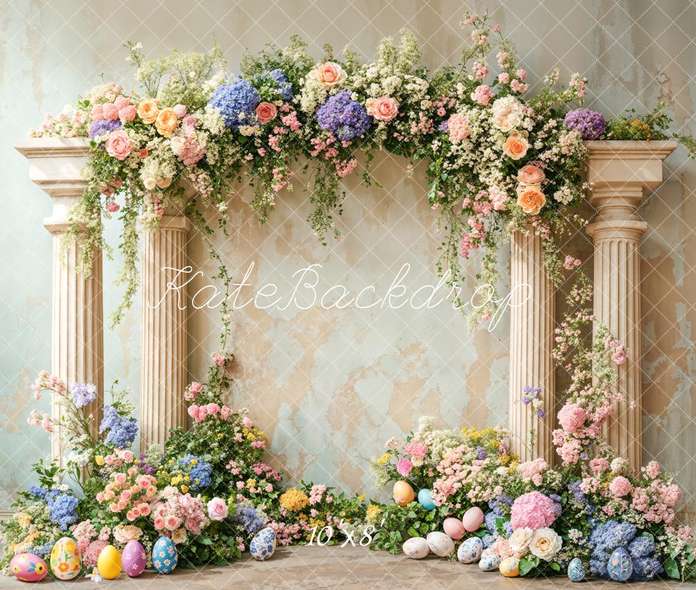 Kate Easter Colorful Flower Retro Arch Backdrop Designed by Emetselch