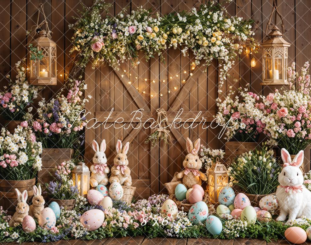 Kate Easter Eggs Bunny Flowers Fleece Backdrop Designed by Emetselch