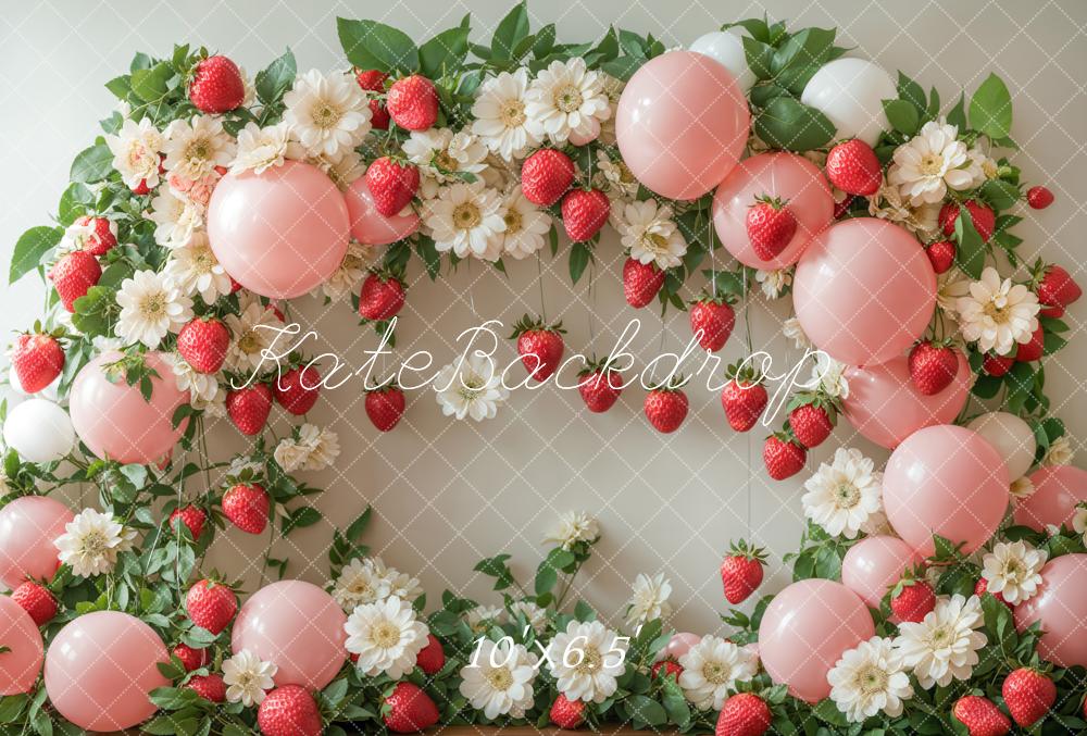 Kate Spring Strawberry Pink Balloon Backdrop Designed by Emetselch