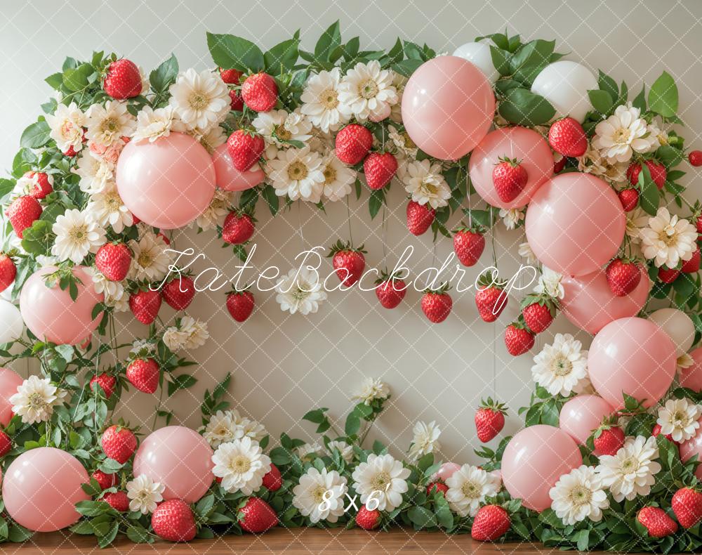 Kate Spring Strawberry Pink Balloon Backdrop Designed by Emetselch