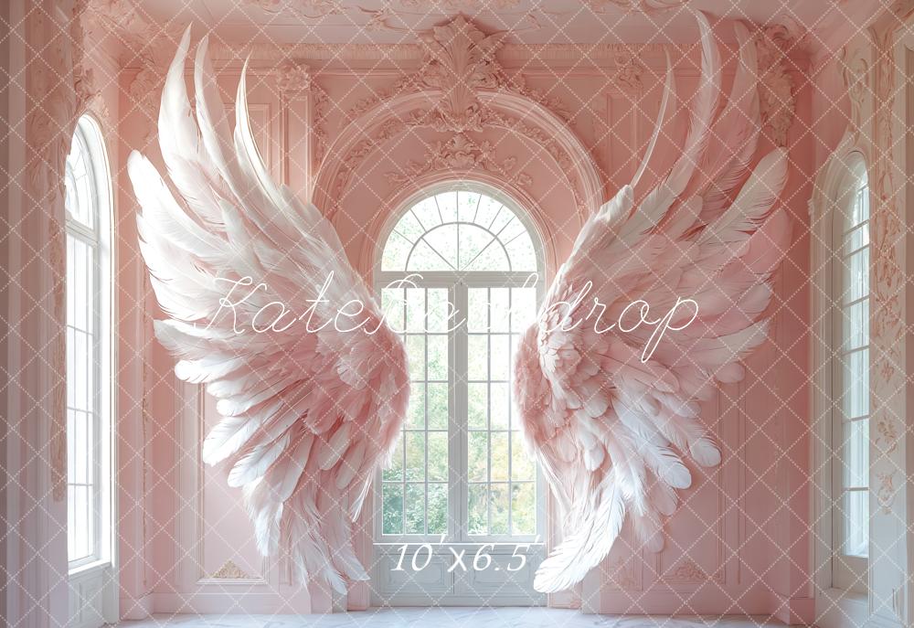 Kate Light Pink Wing Window Backdrop Designed by Emetselch