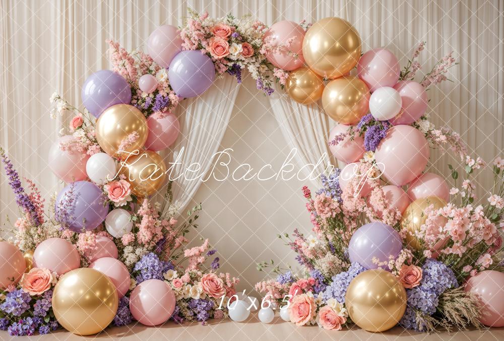 Kate Fleece Spring Arch Balloon Backdrop Cake Smash Flower Designed by Emetselch