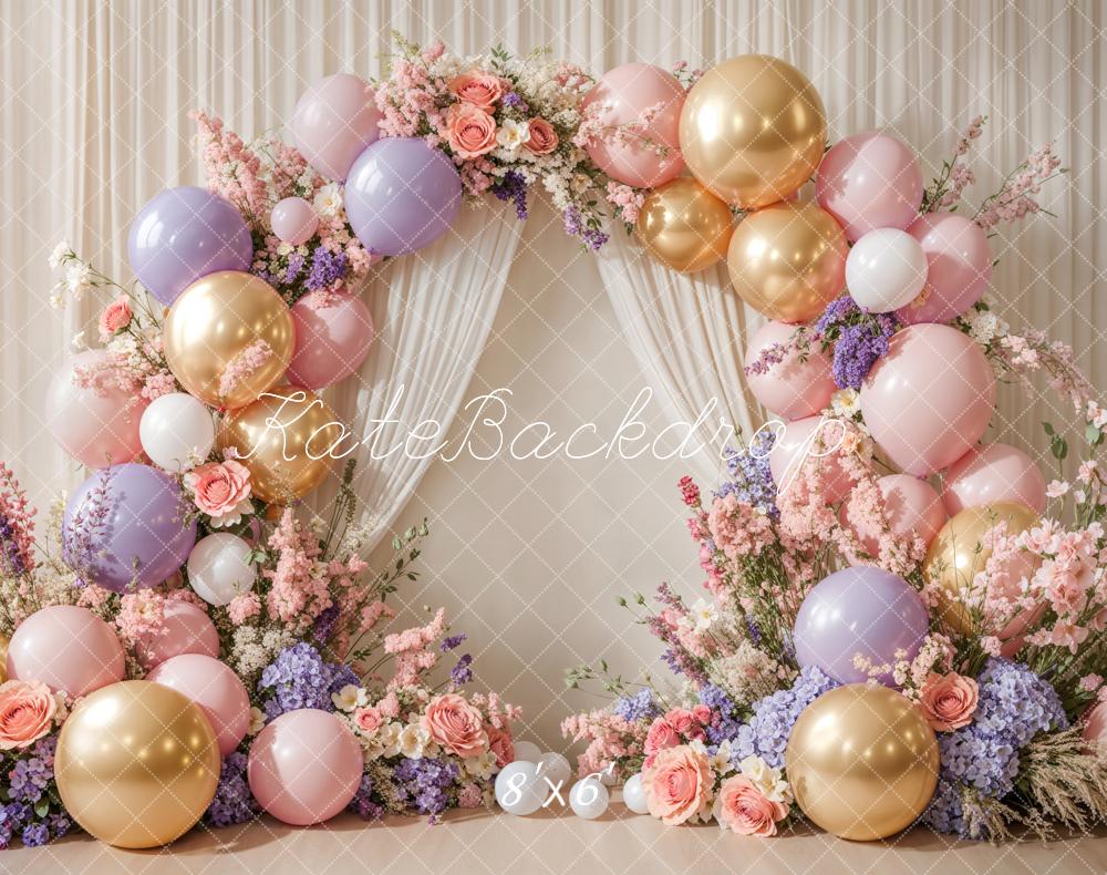 Kate Fleece Spring Arch Balloon Backdrop Cake Smash Flower Designed by Emetselch