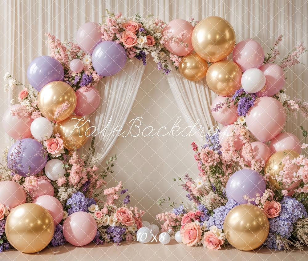 Kate Fleece Spring Arch Balloon Backdrop Cake Smash Flower Designed by Emetselch