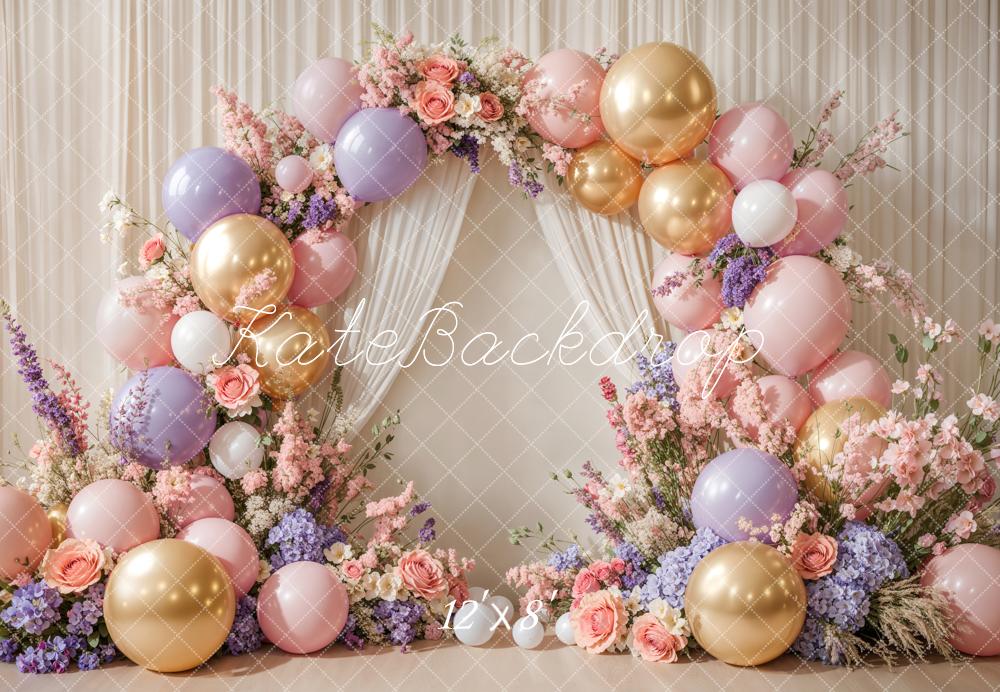 Kate Fleece Spring Arch Balloon Backdrop Cake Smash Flower Designed by Emetselch