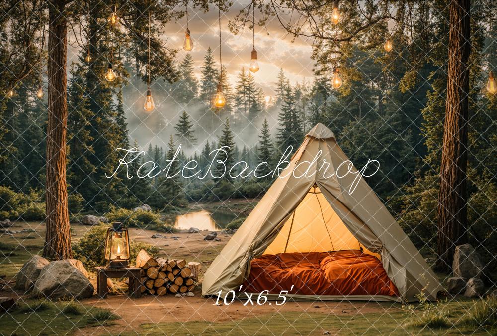 Kate Camping Forest Tent Fleece Backdrop Designed by Emetselch