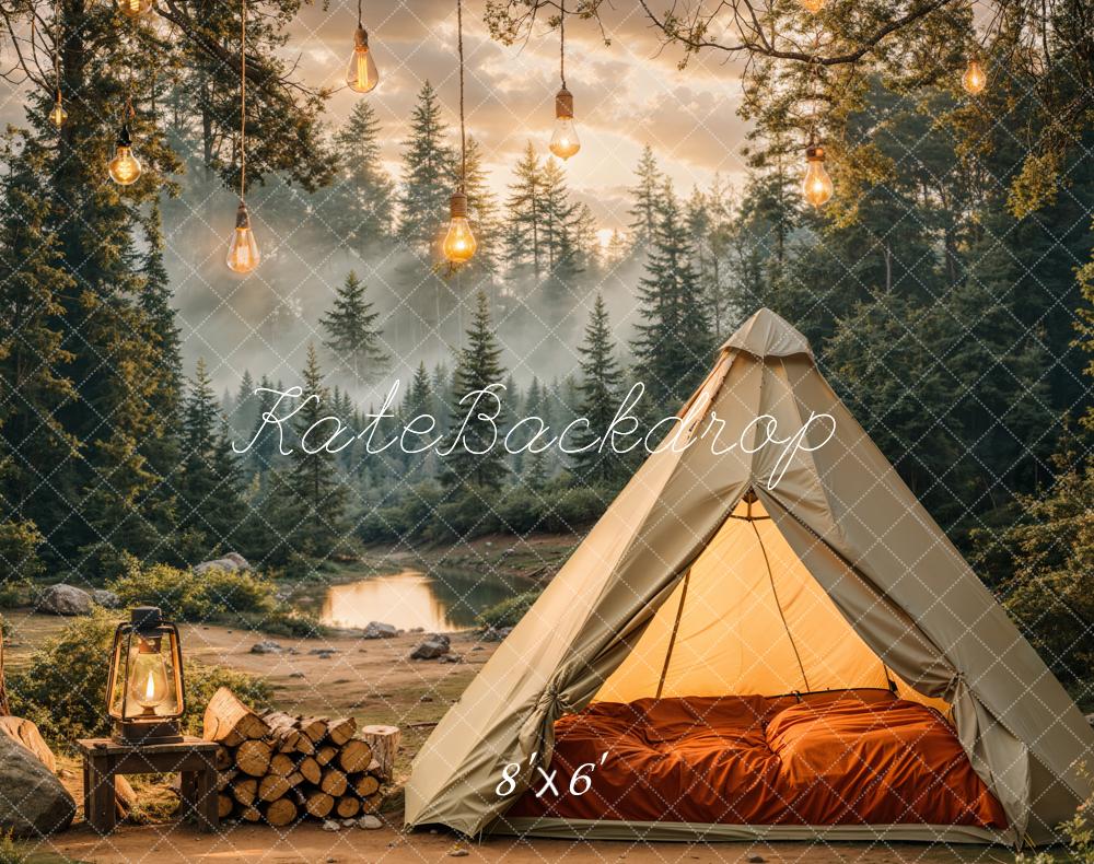 Kate Camping Forest Tent Fleece Backdrop Designed by Emetselch