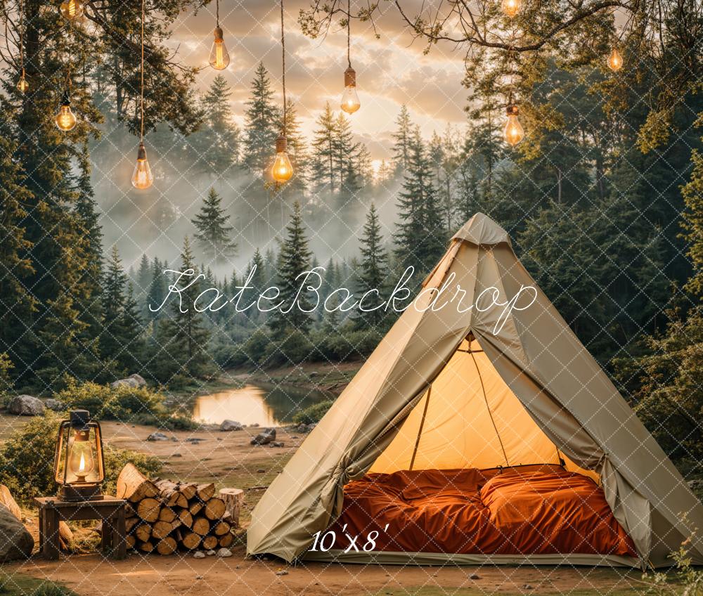 Kate Camping Forest Tent Fleece Backdrop Designed by Emetselch