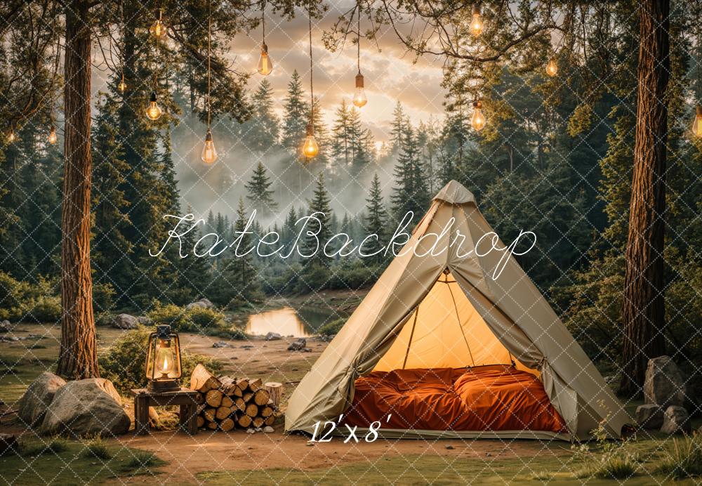 Kate Camping Forest Tent Fleece Backdrop Designed by Emetselch