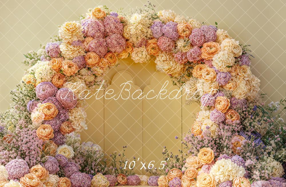 Kate Fleece Spring Flower Arch Backdrop Pastel Warm Designed by Emetselch