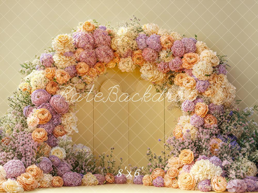 Kate Fleece Spring Flower Arch Backdrop Pastel Warm Designed by Emetselch