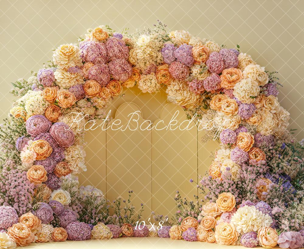 Kate Fleece Spring Flower Arch Backdrop Pastel Warm Designed by Emetselch