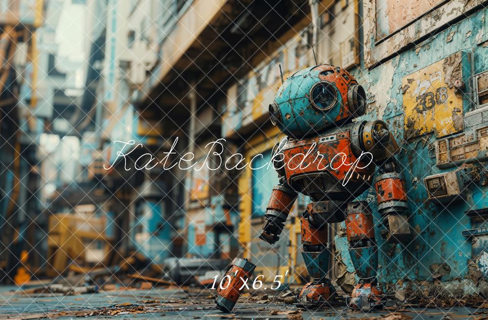 Kate Fleece Futuristic Robot Urban Street Backdrop Designed by Emetselch