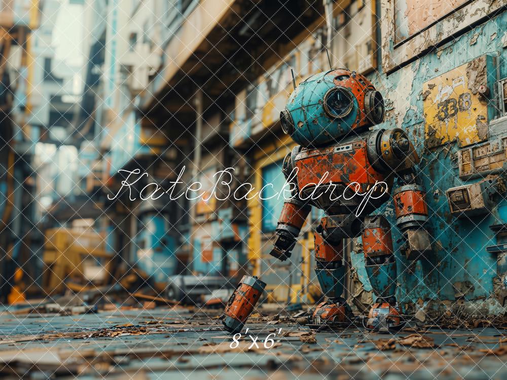 Kate Fleece Futuristic Robot Urban Street Backdrop Designed by Emetselch