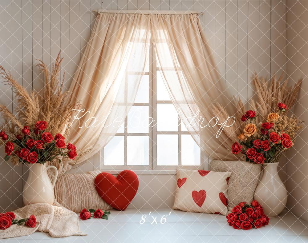 Kate Fleece Valentine Backdrop Boho Curtain Window Designed by Emetselch