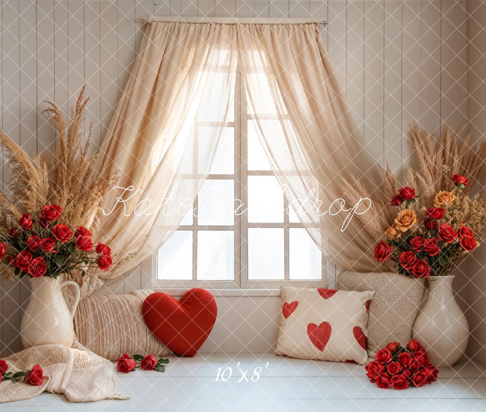 Kate Fleece Valentine Backdrop Boho Curtain Window Designed by Emetselch