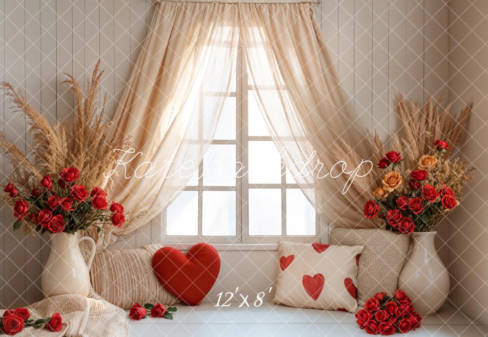 Kate Fleece Valentine Backdrop Boho Curtain Window Designed by Emetselch