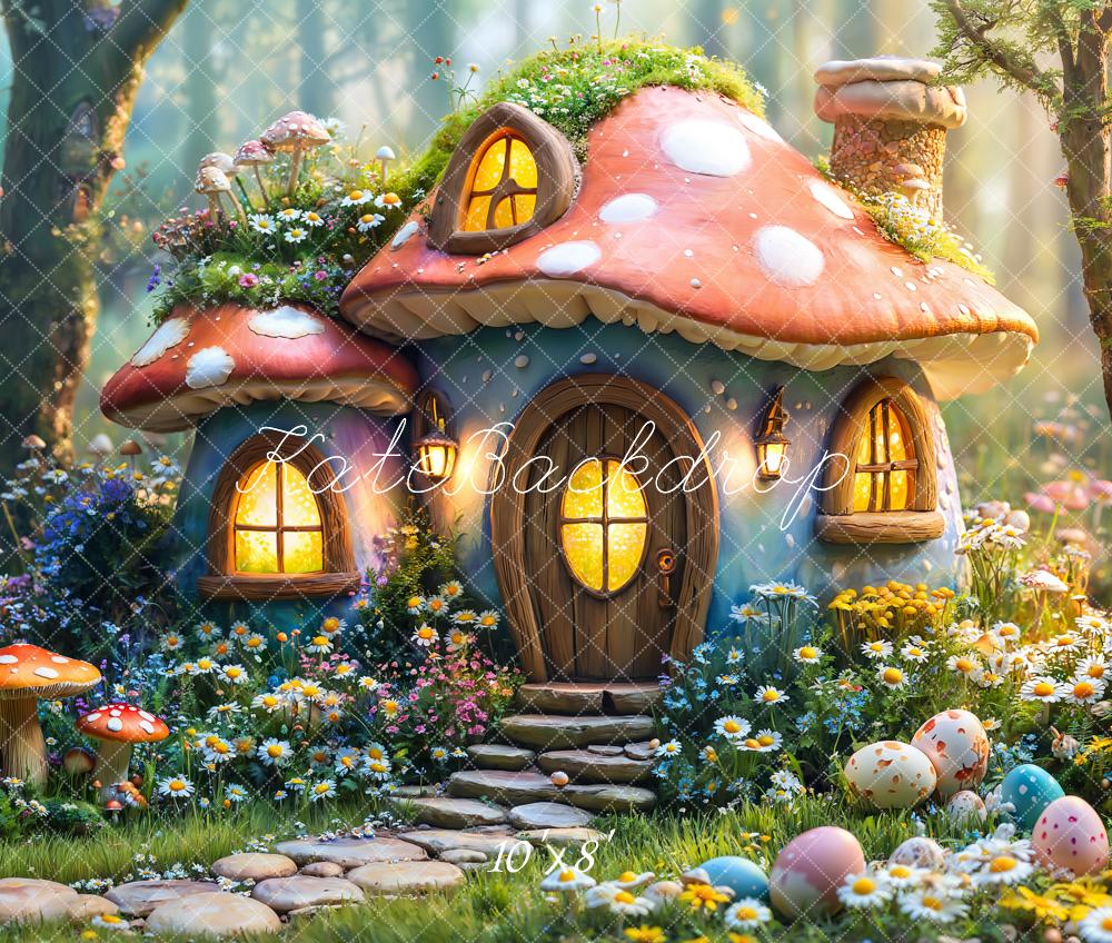 Kate Fleece Easter Backdrop Fairy Mushroom House Forest Designed by Emetselch