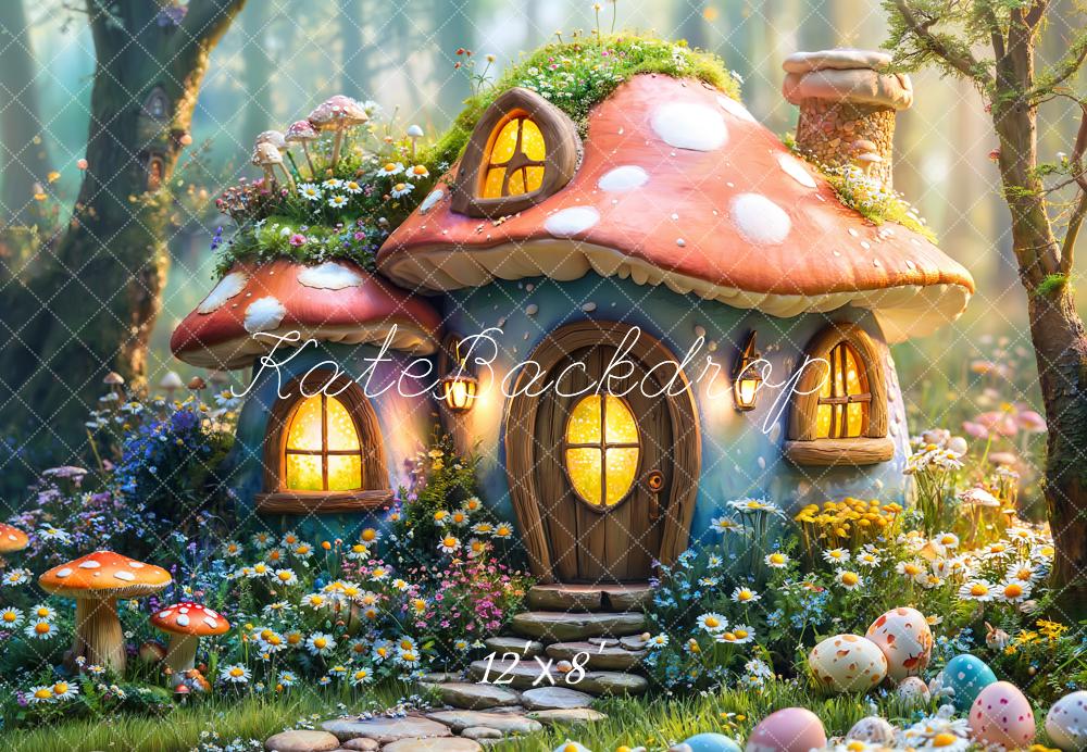 Kate Fleece Easter Backdrop Fairy Mushroom House Forest Designed by Emetselch