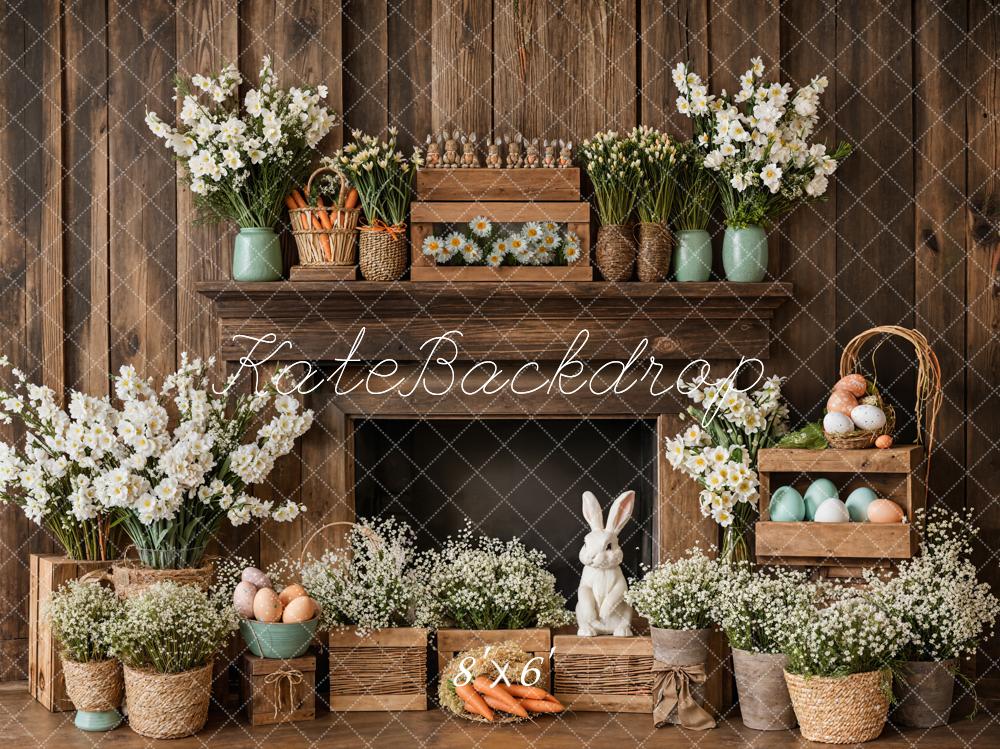 Kate Easter Bunny Rustic Floral Backdrop Designed by Emetselch