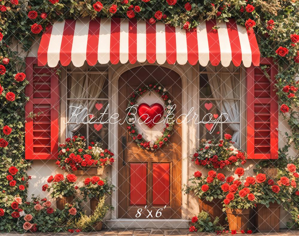 Kate Valentine Red Roses Heart Door Backdrop Designed by Emetselch