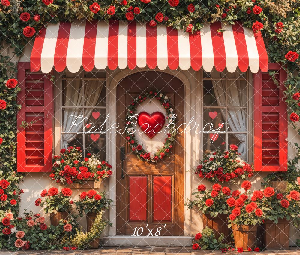 Kate Valentine Red Roses Heart Door Backdrop Designed by Emetselch