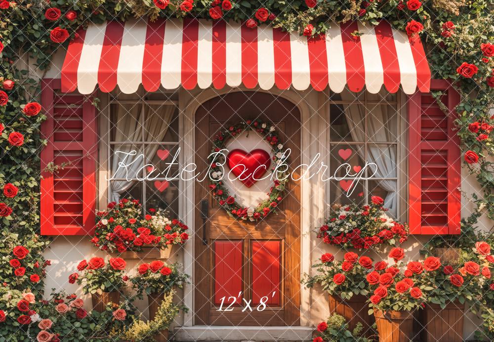 Kate Valentine Red Roses Heart Door Backdrop Designed by Emetselch