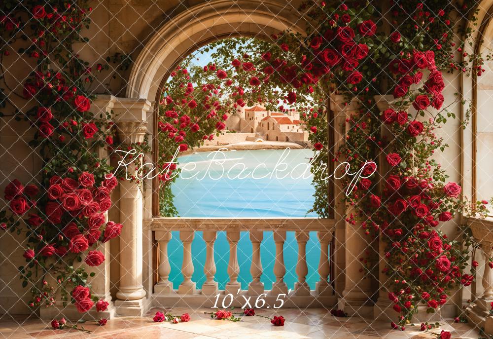 Kate Roses Arch Balcony Lake Backdrop Designed by Emetselch