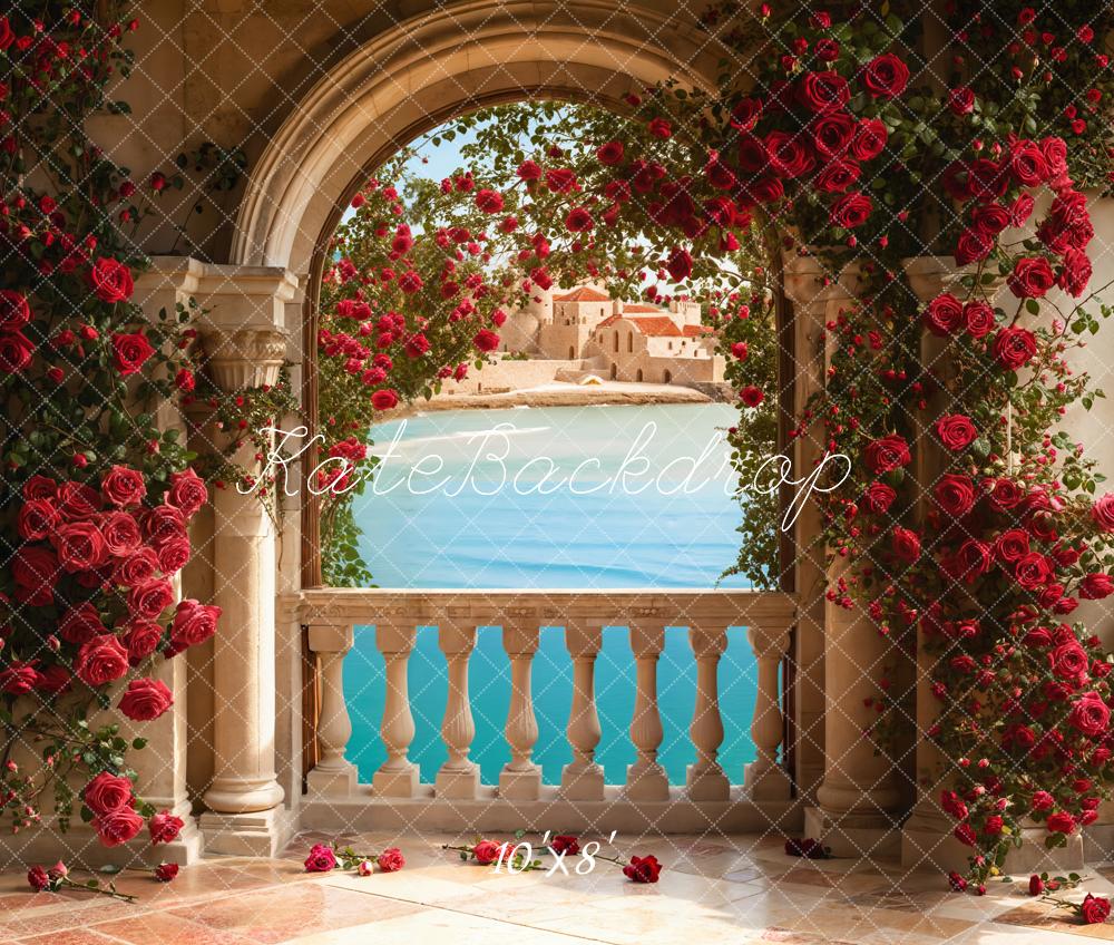 Kate Roses Arch Balcony Lake Backdrop Designed by Emetselch