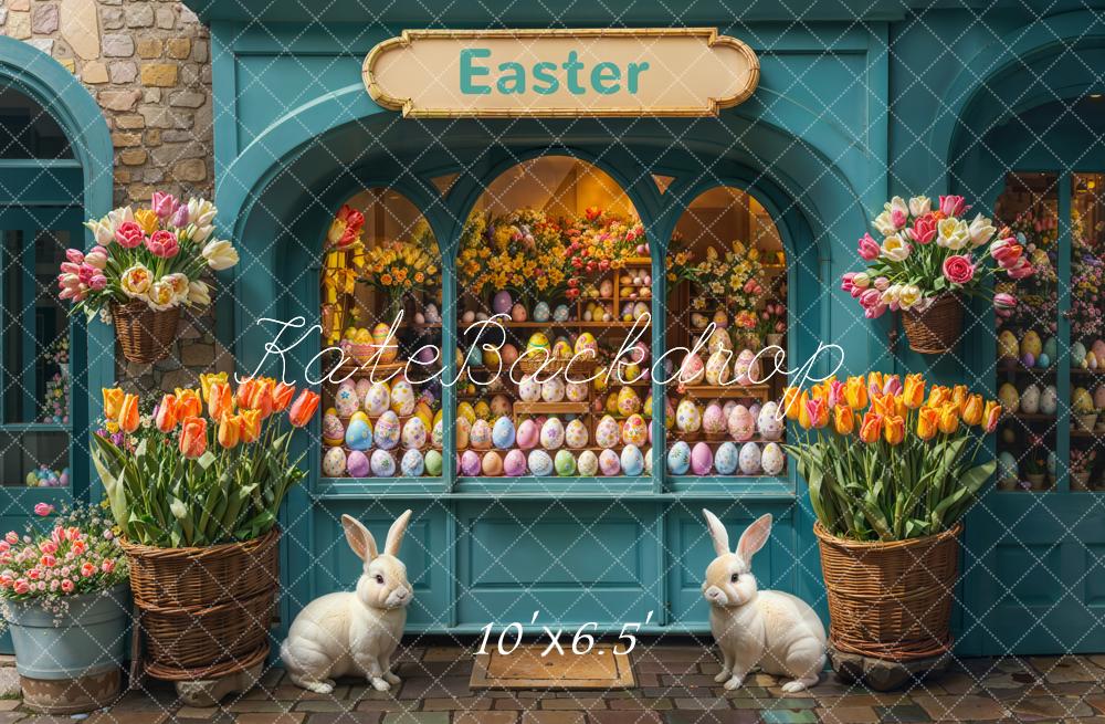 Kate Fleece Easter Bunny Flower Eggs Shop Backdrop Designed by Emetselch