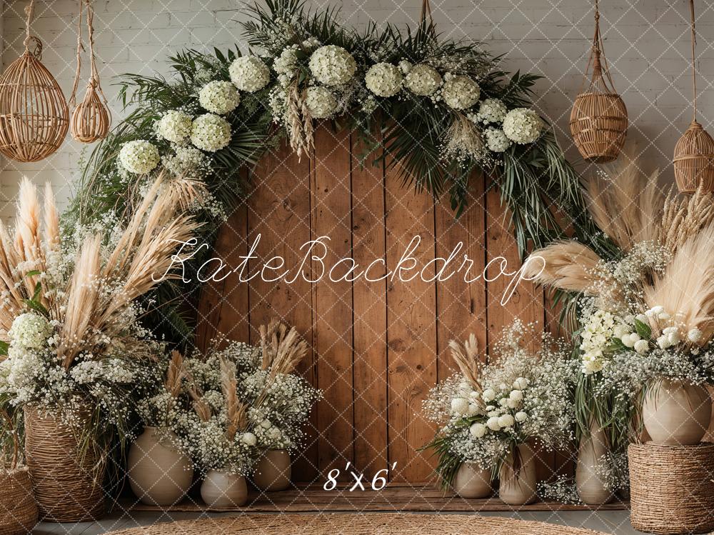 Kate Fleece Boho Wooden Door Backdrop Designed by Emetselch