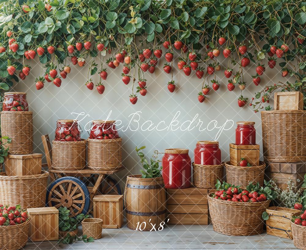 Kate Fleece Strawberry Harvest Farm Backdrop Designed by Emetselch