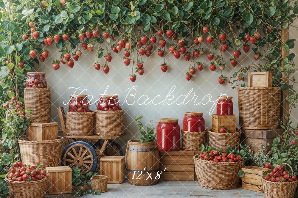 Kate Fleece Strawberry Harvest Farm Backdrop Designed by Emetselch