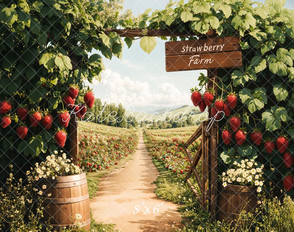 Kate Spring Strawberry Farm Fleece Backdrop Designed by Emetselch