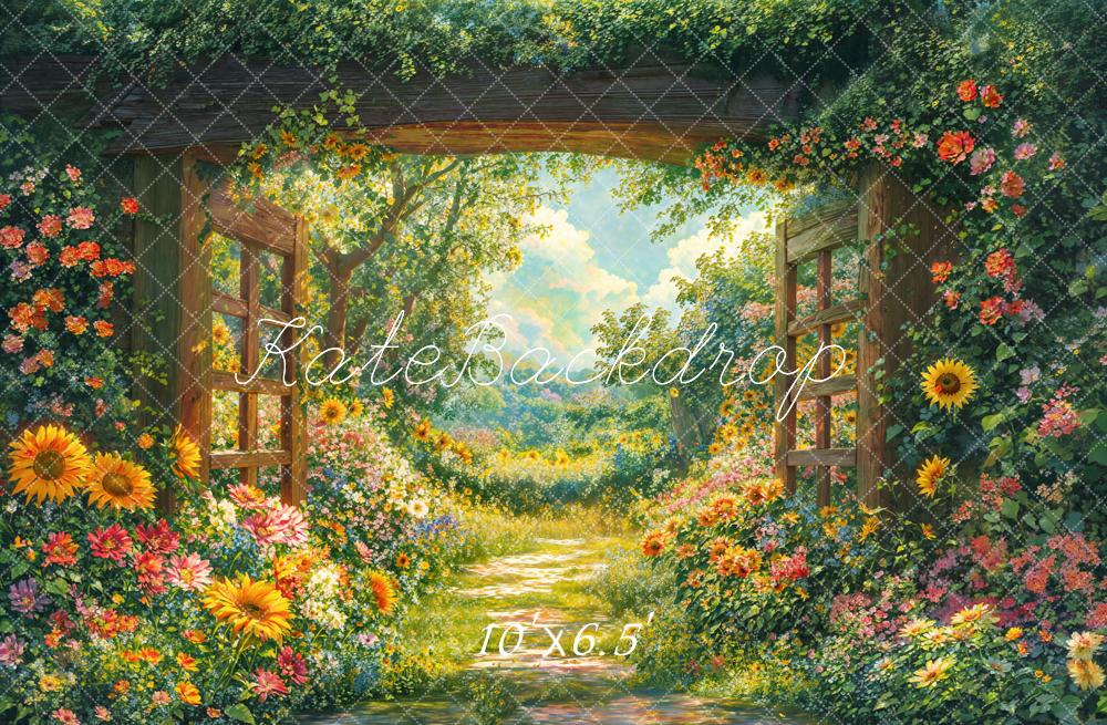 Kate Spring Fleece Backdrop Garden Floral Arch Path Designed by Emetselch