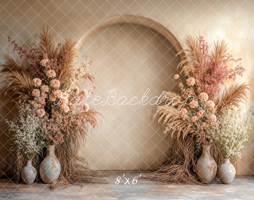 Kate Boho Flower Arch Beige Backdrop Designed by Emetselch