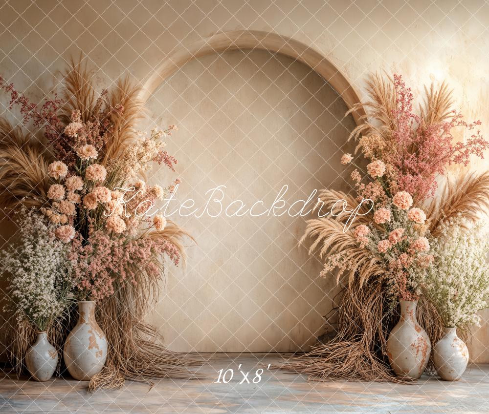 AUSALE Kate Boho Flower Arch Beige Backdrop Designed by Emetselch