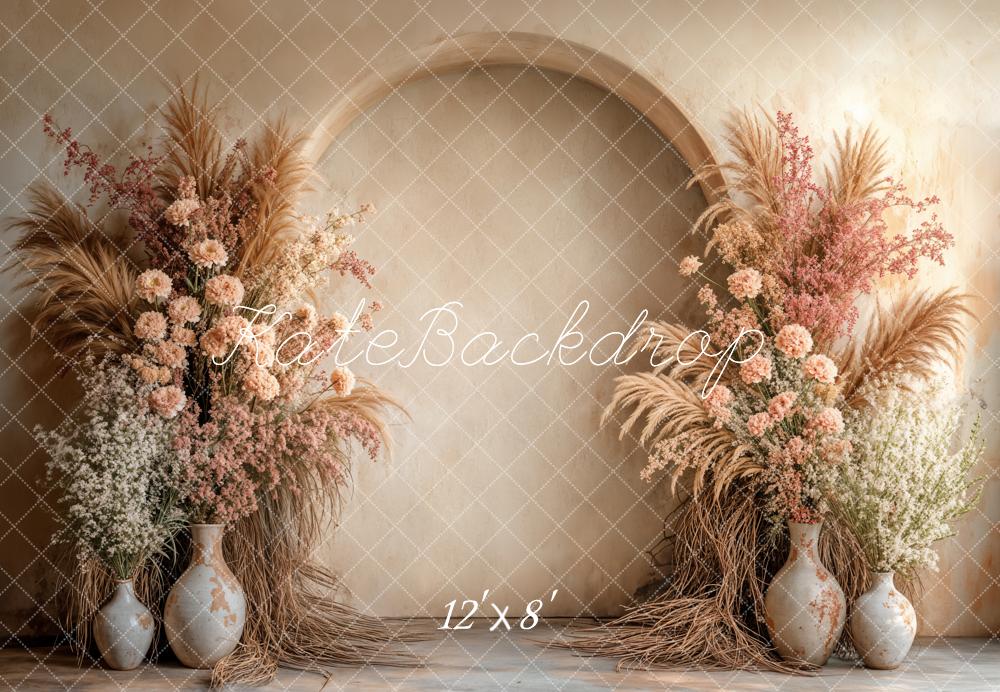 AUSALE Kate Boho Flower Arch Beige Backdrop Designed by Emetselch