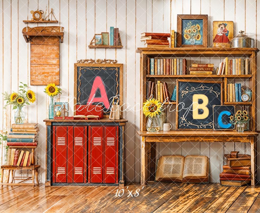 Kate Fleece ABC Back to School Bookshelf Backdrop Designed by Emetselch