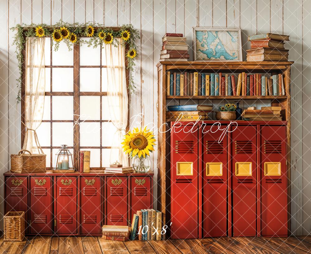 Kate Fleece Back to School Backdrop Red Cabinet Window Designed by Emetselch