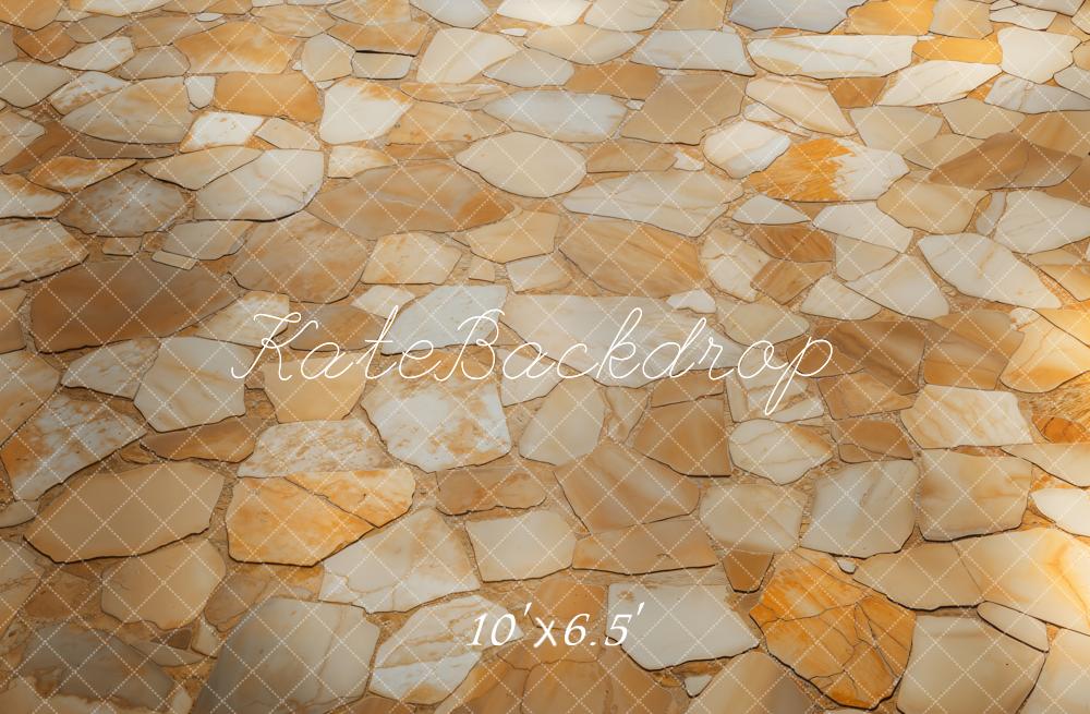 Kate Fleece Yellow Brown Stone Mosaic Backdrop Designed by Kate Image