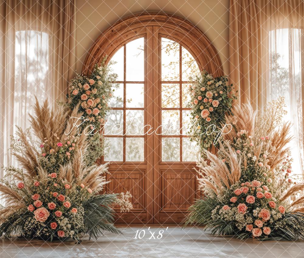 Kate Fleece Pampas Boho Arch Door Backdrop Designed by Emetselch