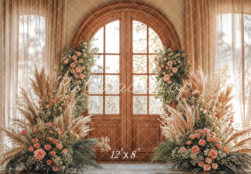 Kate Fleece Pampas Boho Arch Door Backdrop Designed by Emetselch