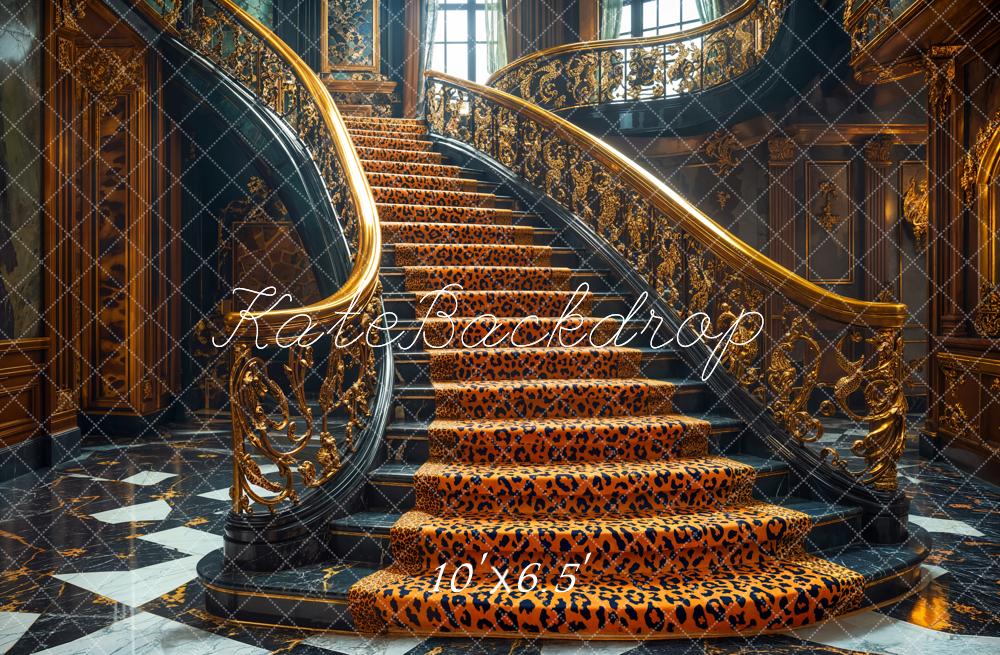 Kate Fleece Leopard Print Staircase Backdrop Designed by Emetselch