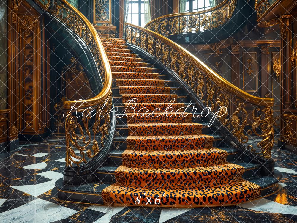 Kate Fleece Leopard Print Staircase Backdrop Designed by Emetselch