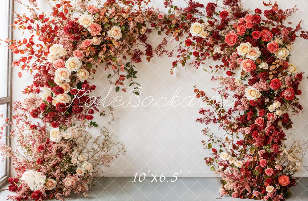 Kate Fleece Mother's Day Flower Arch Red Backdrop Designed by Emetselch