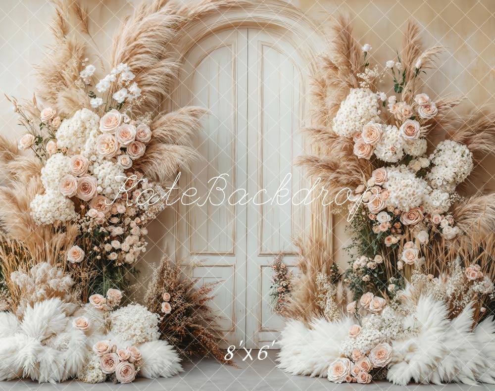 Kate Fleece Boho Pampas Grass Door Backdrop Designed by Emetselch