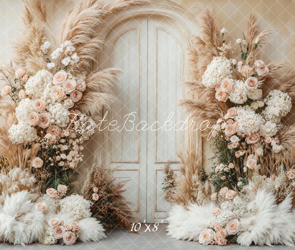 Kate Fleece Boho Pampas Grass Door Backdrop Designed by Emetselch