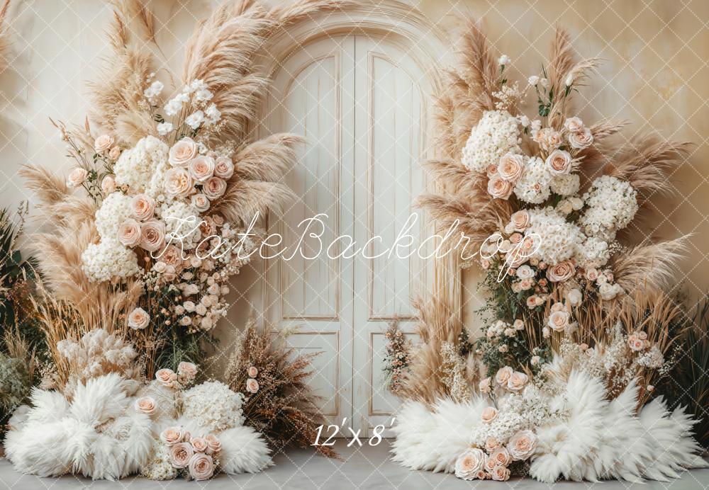 Kate Fleece Boho Pampas Grass Door Backdrop Designed by Emetselch