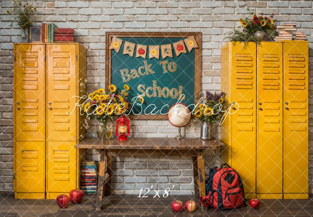 Kate Fleece Back to School Yellow Sunflower Backdrop Designed by Emetselch